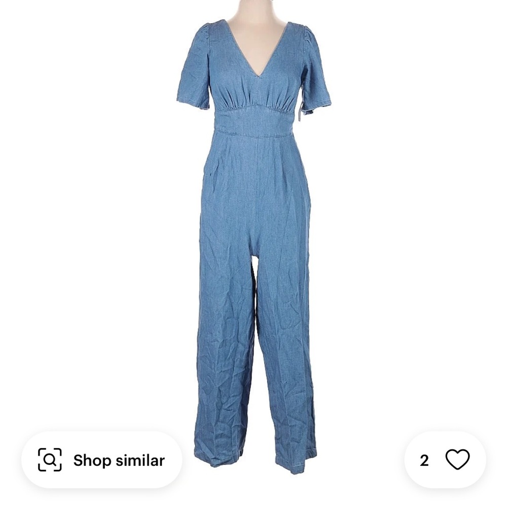 Blue V-Neck Jumpsuit